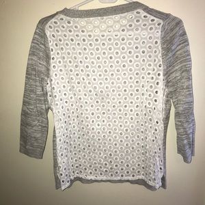 Gray sweater holey back